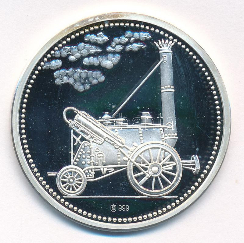 Németország 1998. 'A vasút története - Garratt-Locomotive - Black Beauty' kétoldalas jelzett Ag emlékérem tanúsítvánnyal (20g/0.999/40mm) T:PP ujjlenyomat, patina, kis karc Germany 1998. 'History of Railroads - Garratt-Locomotive - - Image 2