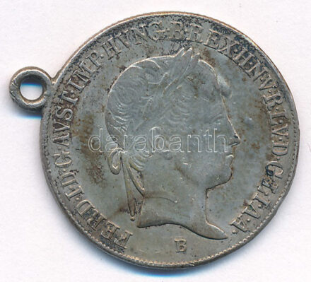 1847B 20kr Ag 'V. Ferdinánd' T:2,2- füllel, patina Hungary 1847B 20 Kreuzer Ag 'Ferdinand V' C:XF,VF with ear, patina Unger III.:1419., Huszár:2081