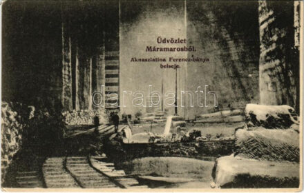 1910 Aknaszlatina, Akna Slatina, Slatinské Doly, Szolotvino, Solotvyno; Ferencbánya, belső. Kaufmann Ábrahám és fiai kiadása / mine, interior (EK)