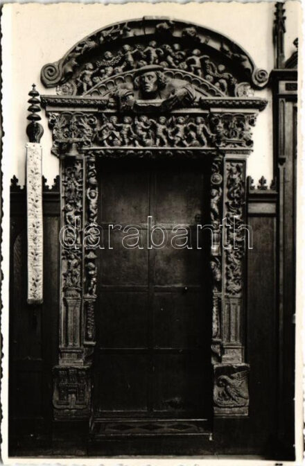 Kolozsvár, Cluj; Szent Mihály templom kapuja / church, gate (ragasztónyom / glue marks)