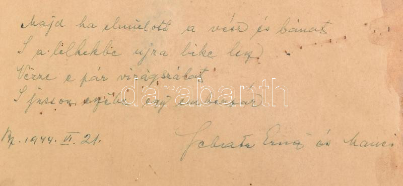 Schatz Ernő (?-?), működött a XX. sz. első felében/közepén: Csendélet, 1936. Pasztell, papír. Jelzett. Hátoldalán autográf verses ajándékozási sorokkal 1944-ből. Dekoratív, korabeli, üvegezett, kissé sérült fakeretben. 58×40 - Image 3