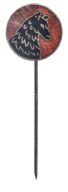 ~1920-1930. 'Cserkész farkaskölyök' zománcozott fém jelvény (14,5mm) T:2 zománchiba