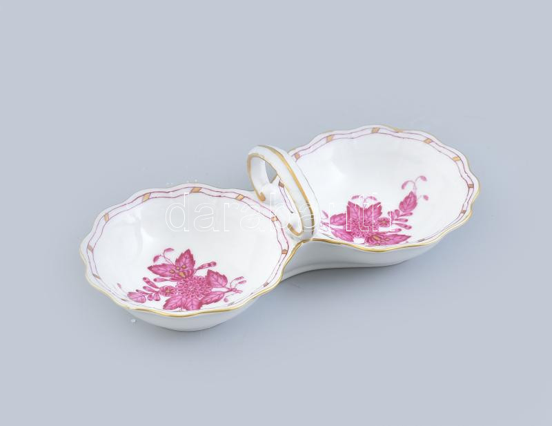 Herendi Apponyi mintás porcelán sótartó, kézzel festett, jelzett, hibátlan, h: 13 cm