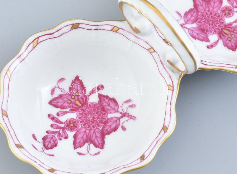 Herendi Apponyi mintás porcelán sótartó, kézzel festett, jelzett, hibátlan, h: 13 cm - Image 2