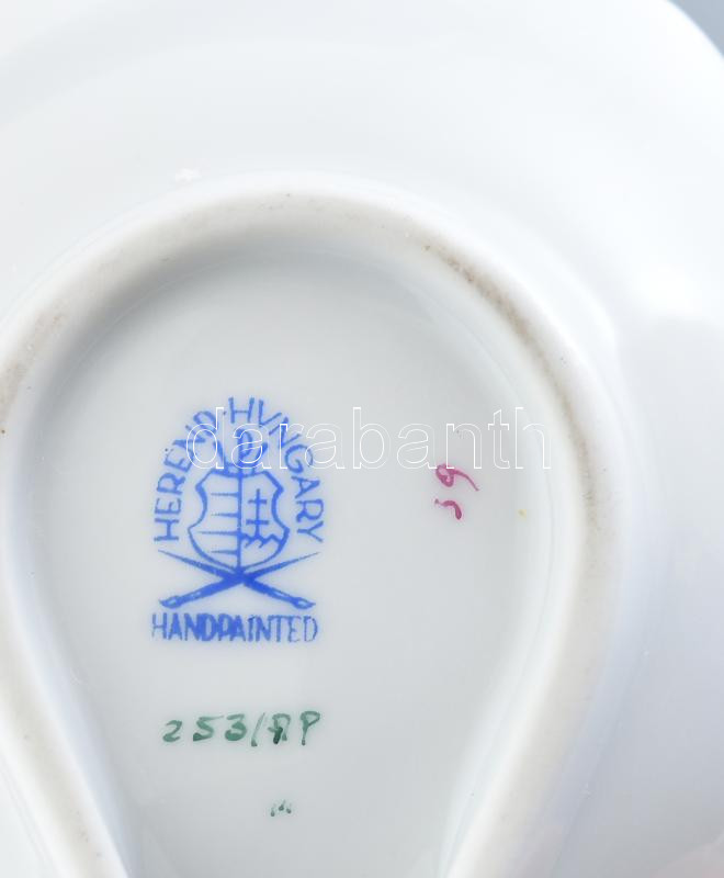 Herendi Apponyi mintás porcelán sótartó, kézzel festett, jelzett, hibátlan, h: 13 cm - Image 3