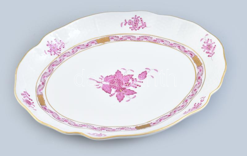 Herendi Apponyi mintás porcelán tál, kézzel festett, jelzett, hibátlan, 27×21 cm