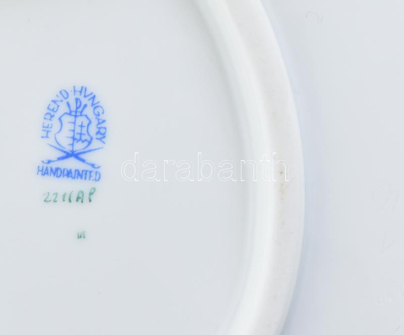 Herendi Apponyi mintás porcelán tál, kézzel festett, jelzett, hibátlan, 27×21 cm - Image 3