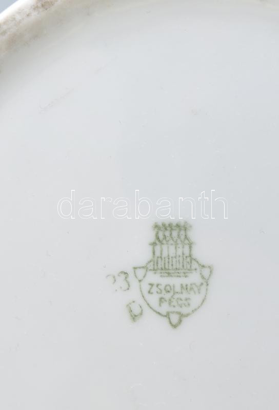 Zsolnay porcelán keleti mintás kiöntő és cukortartó matricás, jelzett, kis kopásnyomokkal, m: 9 és 12 cm - Image 2