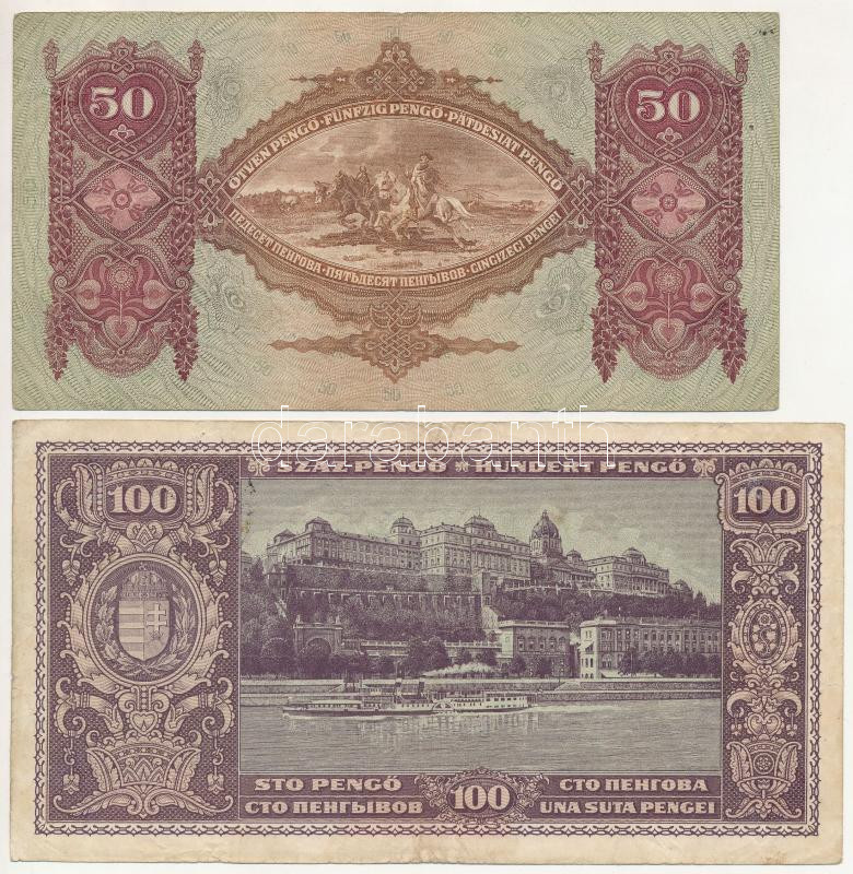 1936. 10P + 1941. 20P + 1932. 50P + 1945. 100P mind 'Magyar Éremgyűjtők VI. vándorgyűlése és III. Szolnoki Numizmatikai Kiállítás' felülbélyegzéssel T:III Adamo FO35.3.1, FO35.3.2, FO35.3.3, FO35.3.5 - Image 4