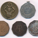 Szitányi Gábor, Szege Sándor ~1930. 'Magyar Testgyakorlók Köre - 1888' kétoldalas bronz díjérem (33mm) + 'MTK verseny díj' nyolszögletű, kétoldalas bronz díjérem (2x) + 'MTK verseny díj' nyolcszögletű kétoldalas, ezüstözött