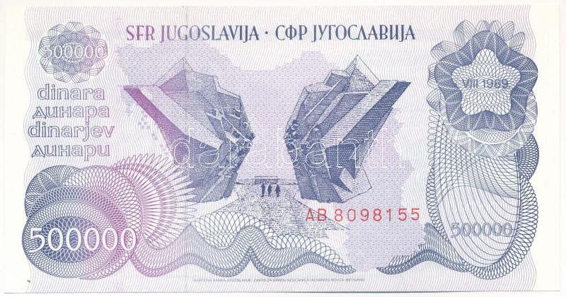 Jugoszlávia 1989. 500.000D 'AB 8098155' T:I Yugoslavia 1989. 500.000 Dinara 'AB 8098155' C:UNC Krause P#98 - Image 2