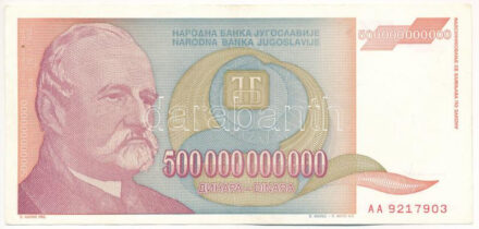 Jugoszlávia 1993. 500.000.000.000D T:II Yugoslavia 1993. 500.000.000.000 Dinara C:XF Krause P#137