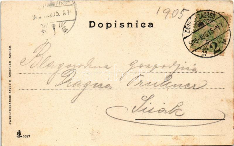 1905 Zagreb, Agram, Zágráb; Nadgrobni spomenik Josip Eisenhuth / grave, headstone of Josip Eisenhuth, cellist and composer. Floral - Image 2