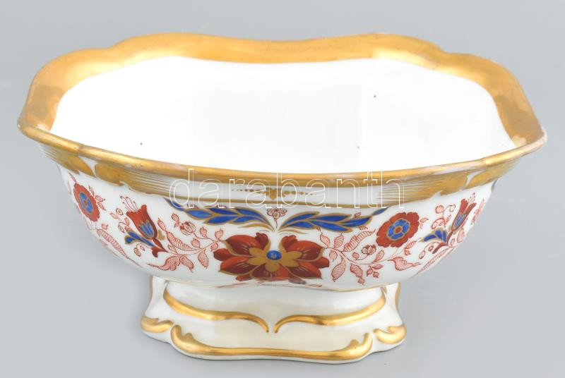 Virágos kínáló tál porcelán. Kézzel festett, jelzés nélkül, hibátlan 20x20 cm