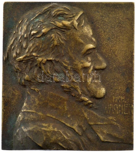 Ausztria ~1910. 'Richard Wagner' egyoldalas bronz plakett, Szign.:Franz Stiasny (63x55mm) T:1- Austria ~1910. 'Richard Wagner' one-sided bronze plaque, Sign.: Franz Stiasny (63x55mm) C:AU