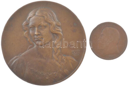 Berán Lajos (1883-1943) 1931.'Budapesti emlék' kétoldalas bronz emlékérem (78mm) + Berán Lajos (1882-1943) 1925. 'Jókai Mór 1825 - 1925 / A nagy mesemondónak hálás nemzete - Magyar Királyi Pénzverő' kétoldalas bronz emlékérem