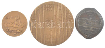 3 darab 'Budapest' bronz emlékérem (40-70mm) T:1-,2