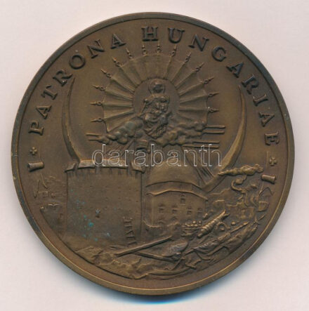 Bozó Gyula (1913-2004) 1986. 'Patrona Hungariae / 300 éve szabadult fel Pécs a török hódoltság alól 1543-1686' kétoldalas bronz emlékérem (70mm) T:1- kis patina