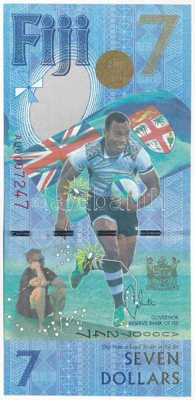 Fidzsi-szigetek 2016. 7$ 'A fidzsi-szigeteki hetes rögbicsapat rioi aranyérme emlékére' emlékkiadás T:I Fiji 2016. 7 Dollars 'Fijian Rugby 7s Team winning the Gold Medal in Rio de Janeiro' C:UNC Krause P#120