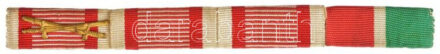 1915-1940. 4xklf szalagsáv viselési sorként összeállítva: K.u.K. Bronz Katonai Érdemérem, I és II. Vitézségi Ezüstérmek, HM-Nemzetvédelmi Kereszt T:2