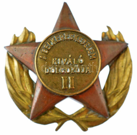 1953 'A Belkereskedelem Kiváló dolgozója II' bronz kitüntető jelvény (35mm) T:1- patina