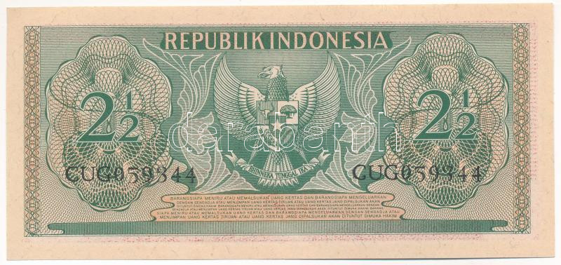 Indonézia 1956. 2 1/2R T:I- Indonesia 1956. 2 1/2 Rupiah C:AU Krause P#75 - Image 2