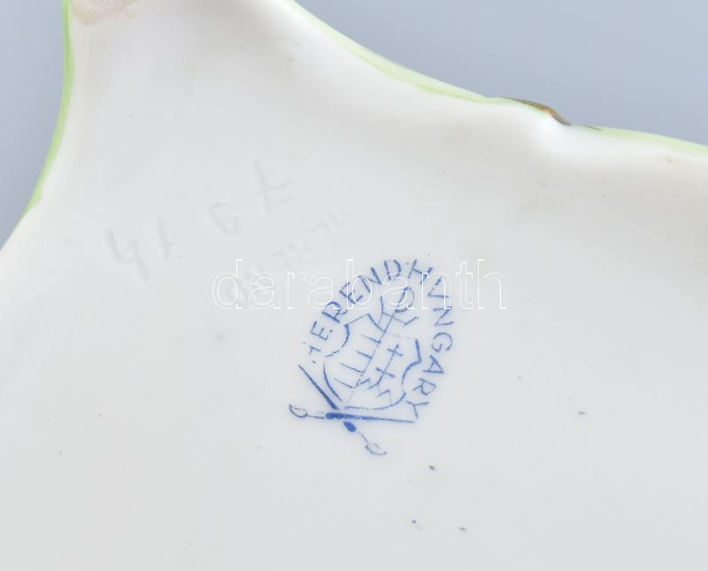 Herendi Viktória mintás bonbonier, jelzett, kopott, 11x9cm - Image 3