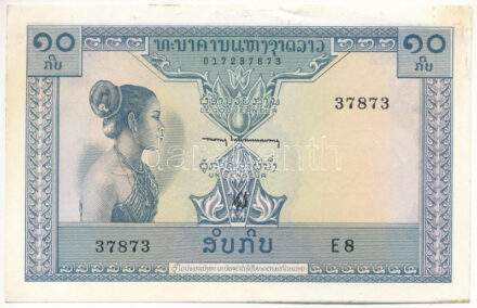 Laosz DN (1962-1975) 10K '37873 E8' T:II Laos ND (1962-1975) 10 Kip '37873 E8' C:XF Krause P#10