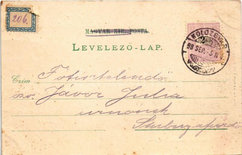 1898 (Vorläufer) Kolozsvár, Cluj; Dunky fivérek üzlete, Keresztesy Pál és fia papírkereskedés és saját kiadása. Fő tér 10. / shops (EK) - Image 2