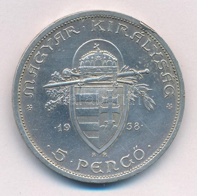 1938. 5P Ag 'Szent István' T:1-,2 ph. Adamo P8.1 - Image 2