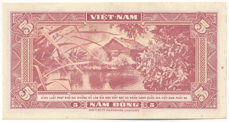 Vietnám / Dél-Vietnám 1955. 5D T:I- Vietnam / South Vietnam 1955. 5 Dong C:AU Krause P#13 - Image 2