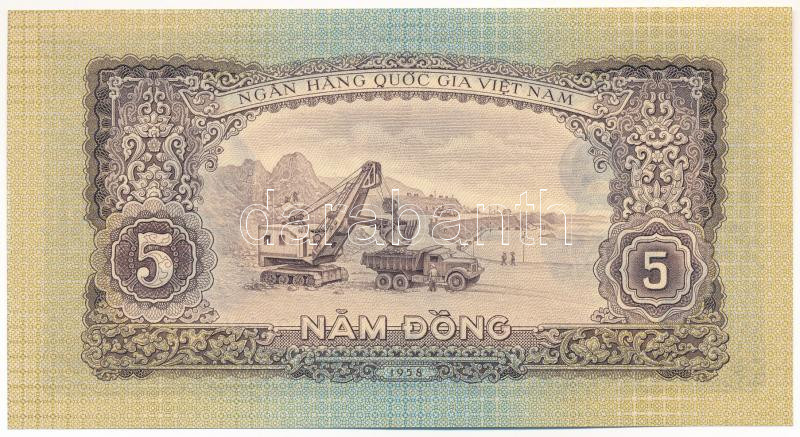 Vietnám / Észak-Vietnám 1958. 5D T:I,I- Vietnam / North Vietnam 1958. 5 Dong C:UNC,AU Krause P#73 - Image 2