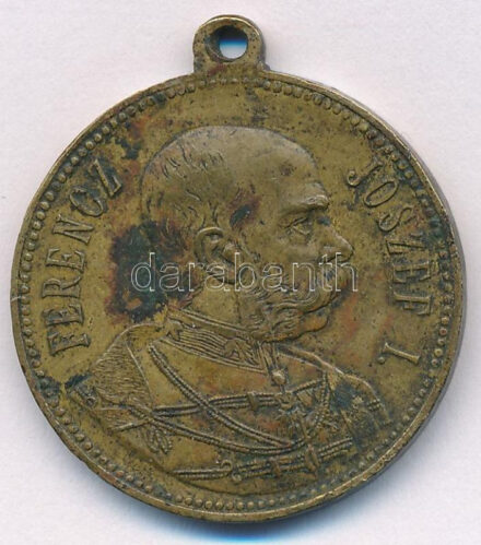 1898. 'Ő Felsége a királynak a magyarországi őszi hadgyakorlatoknál való jelenléte emlékéül 1898 szeptember / Ferencz Joszef' kétoldalas, kétnyelvű vert emlékérem füllel T:3 patina, fo. 1898. 'ZUR ERINNERUNG AN DIE ANWESHEIT SR.
