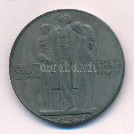 Körmendi Frim Jenő (1886-1959) 1915. 'Had és Népegészségügyi Kiállítás Budapest' egyoldalas hadifém emlékérem (36mm) T:2