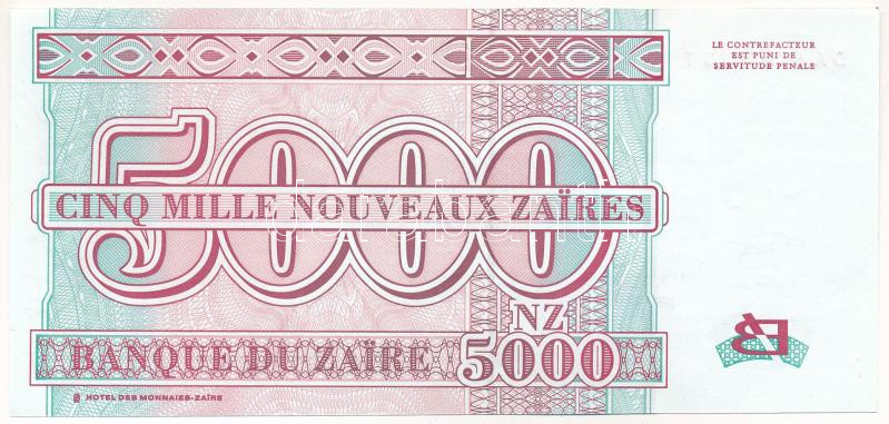 Kongói DK / Zaire 1995. 5000Z T:I DR Congo / Zaire 1995. 5000 Nouveaux Zaires C:UNC Krause P#69 - Image 2