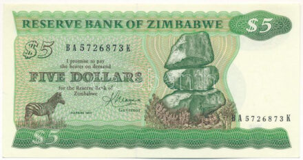 Zimbabwe 1983. 5$ T:I- Zimbabwe 1983. 5 Dollars C:AU Krause P#2