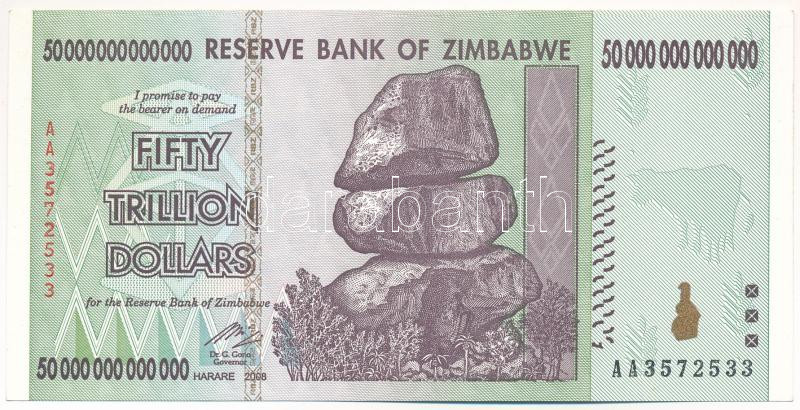 Zimbabwe 2008. 50.000.000.000.000$ T:I- Zimbabwe 2008. 50.000.000.000.000 Dollars C:AU Krause P#90