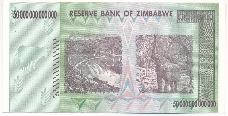 Zimbabwe 2008. 50.000.000.000.000$ T:I- Zimbabwe 2008. 50.000.000.000.000 Dollars C:AU Krause P#90 - Image 2
