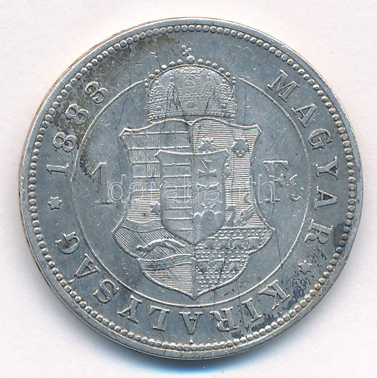 1883KB 1Ft Ag 'Ferenc József / Barokk címer' T:2 ph., patina Adamo M15 - Image 2