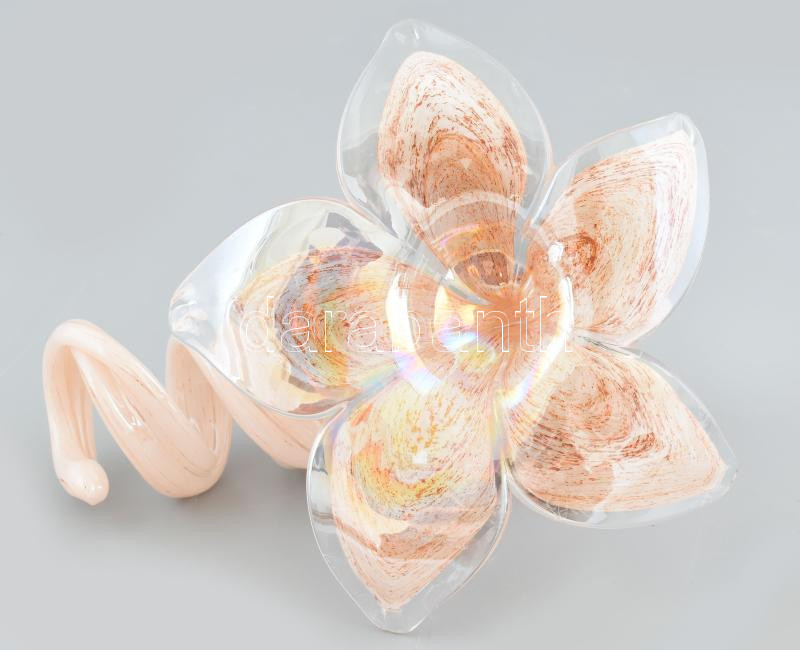 Murano, üveg virág, asztali dísz, jelzett, hibátlan, h: 20 cm
