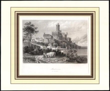 H Lauterbach festménye után, Thomas Heawood (1810-1870) metszése: Malcesine, Garda-tó. Acélmetszet, papír, jelzett a metszeten. Paszpartuban. 14x21 cm.