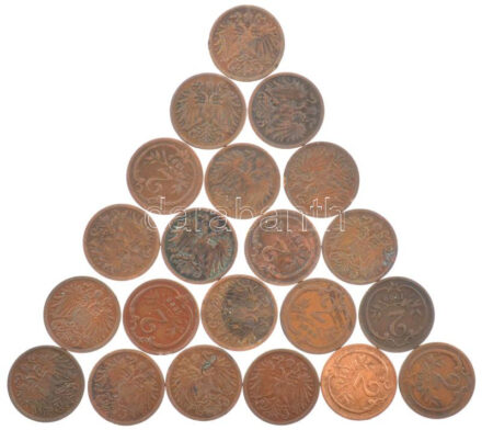 Ausztria 1893-1915. 2h bronz (21xklf) T:2-3 patina Austria 1893-1915. 2 Heller bronze (21xdiff) C:XF-F patina Krause KM#2801