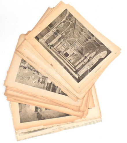 cca 1890 kb. 50 db egészoldalas illusztráció, többségében festmény reprodukció az Ország-Világ c. lapból, rotációs fametszet, részben sérült és kissé foltos. 28x38 éa 38x28 cm körüli méretekben