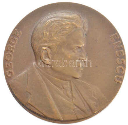 Románia 1958. 'I. nemzetközi Gheorghe Enescu hegedű és zongora verseny - Bukarest' kétoldalas bronz emlékérem. Szign.:Gheorghe Stănescu (1881-1968) (60mm) T:1- Romania 'Primul Concurs International Gheorghe Enescu pentru Vioară si Pian -