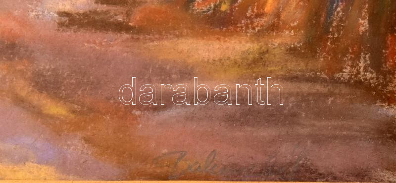 Bertalan Rózsa (1900-1987): Bakonybél. Pasztell, papír, jelzés nélkül, jobbra lent autográf címadással, 28x20 cm. Dekoratív, üvegezett fakeretben. - Image 2