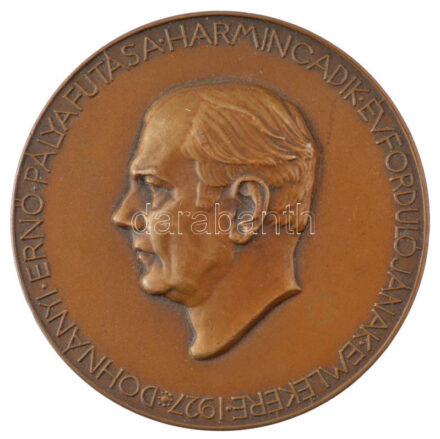 Reményi József (1877-1977) 1927. 'Dohnányi Ernő pályafutása harmincadik évfordulójának emlékére / 1897-1927' kétoldalas, bronz emlékérem (65mm) T:1-