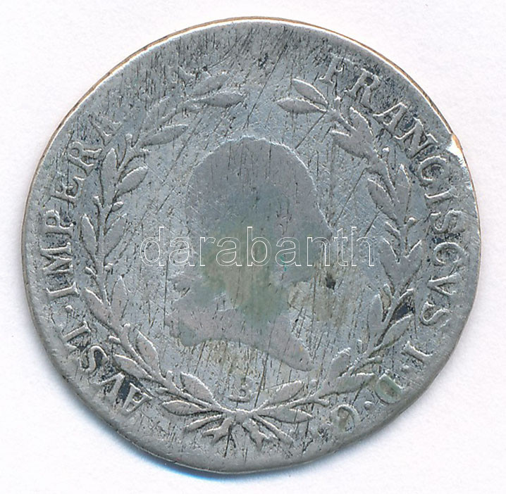 1808B 20kr Ag 'I. Ferenc' T:3 patina, karc Hungary 1808B 20 Kreuzer Ag 'Francis I' C:F patina, scratch Huszár: 1970., Unger III.: 1377.a