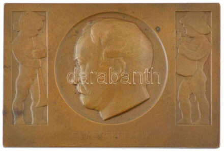 Berán Lajos (1883-1943) 1912. 'Erkel Ferencz' egyoldalas bronz emlékplakett (53x80mm) T1- patina