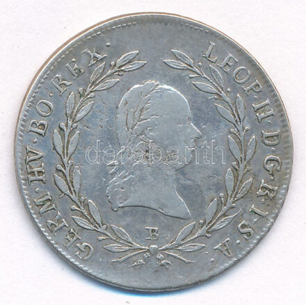 1791B 20kr Ag 'II. Lipót' (6,63g) T:2,2- patina Hungary 1791B 20 Kreuzer Ag 'Leopold II' (6,63g) C:XF,VF patina Huszár: 1913., Unger III.: 1346.a
