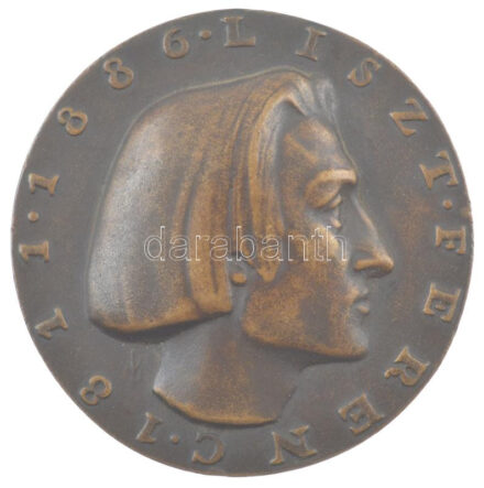 Ispánki József (1906-1992) 1936. 'Liszt Ferenc 1811-1886' kétoldalas bronz plakett (73mm) T:1-